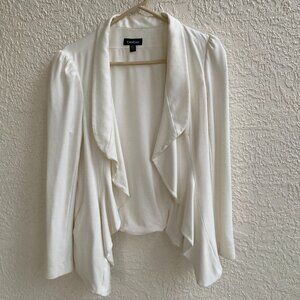 Bebe White Blazer Ruffles Sz M Open Front Jacket Pure White